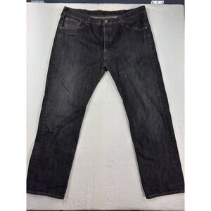 Levis 501 Original Straight Fit Jeans Mens 42x32 Dark Wash Black Button Fly